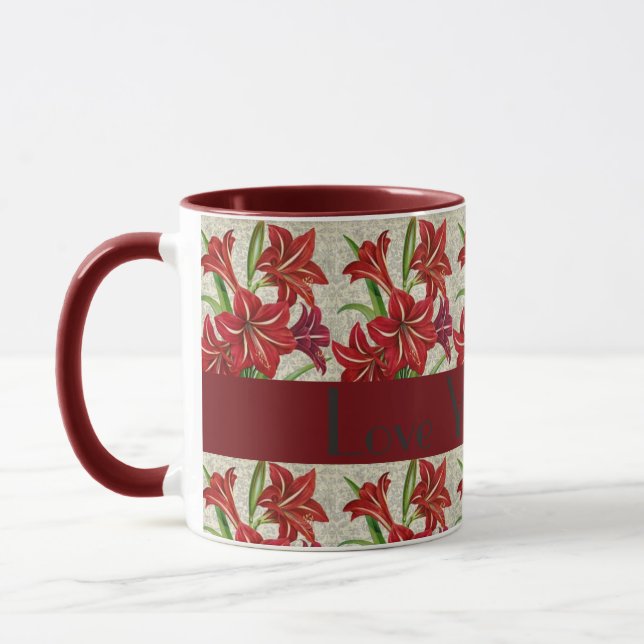 Caneca de Café do Dia das Mães Lírios Vermelhos (Esquerda)