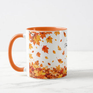 Caneca de Café do Dia de Ação de Graças Folhas de