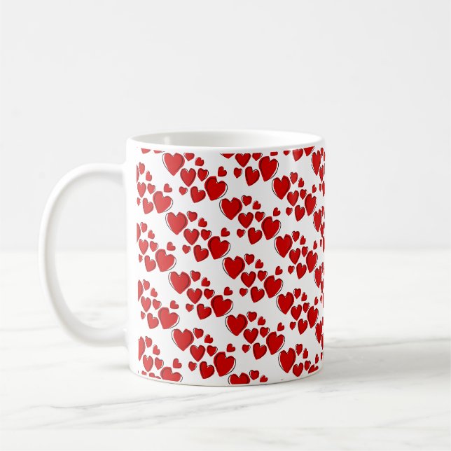 Caneca de café do Dia dos Namorados Corações Feliz (Esquerda)