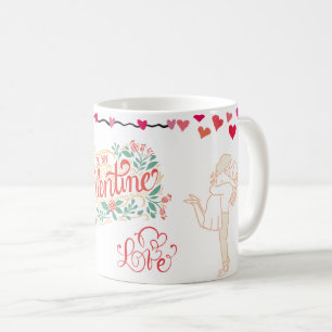 Caneca de Café do Dia dos Namorados Floral Amor Fo