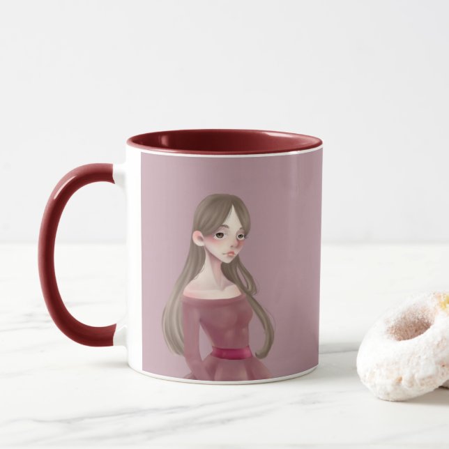 Caneca de café do Dois-Tom da boneca do bom dia (Com Donut)