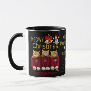 Caneca de café do feliz ano novo do Natal de Meow