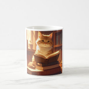 Caneca de Café do Gato de Leitura Aconchegante