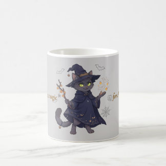 Caneca de Café do Gato Mágico Fofo do Halloween