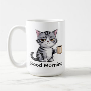 Caneca de Café do Gato Mal-Humorado Engraçado – “B
