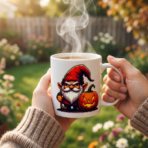 Caneca de Café do Gnome PumpkinGrim de Halloween