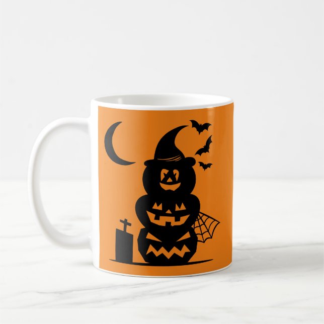 Caneca de café do Halloween com abóboras empilhada (Esquerda)