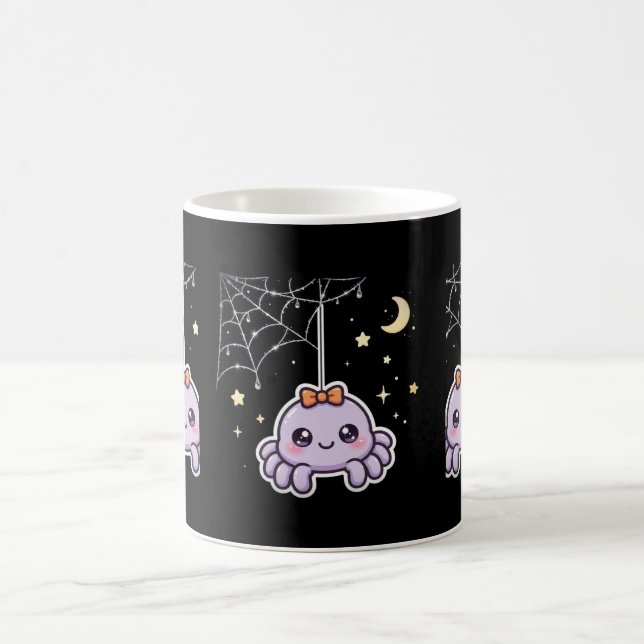 Caneca de café do Halloween com aranha fofa na tei (Centro)