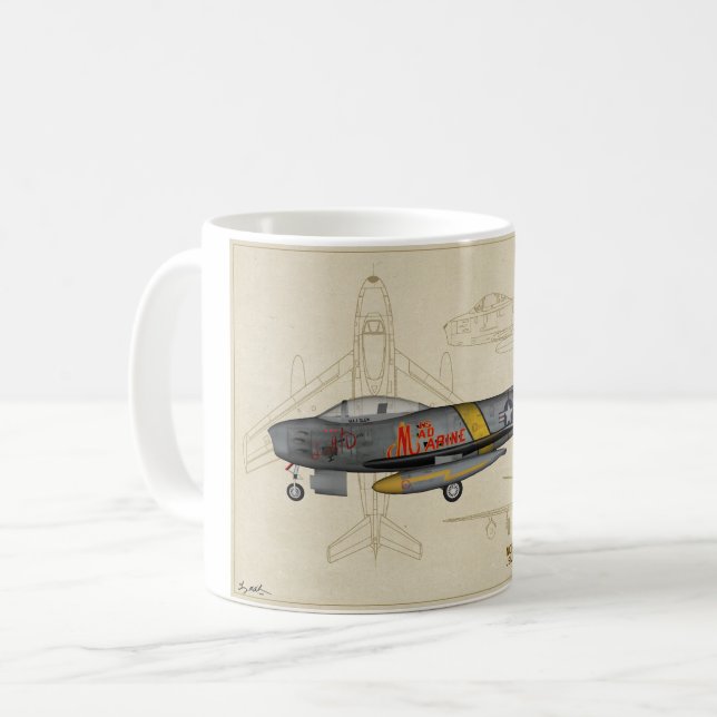 Caneca de café do jato do sabre F-86 (Frente Esquerda)