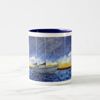 Caneca de café do lago sunset