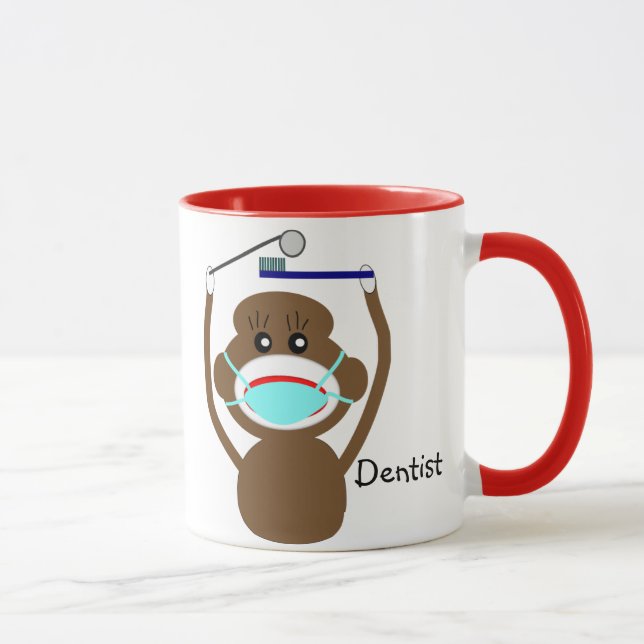 Caneca de café do macaco da peúga do dentista (Direita)