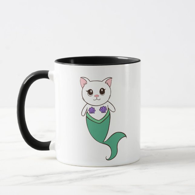 Caneca de café do Meow do gatinho de Purrmaid da (Esquerda)