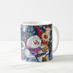 Caneca de Café do Natal com Amigos Felizes