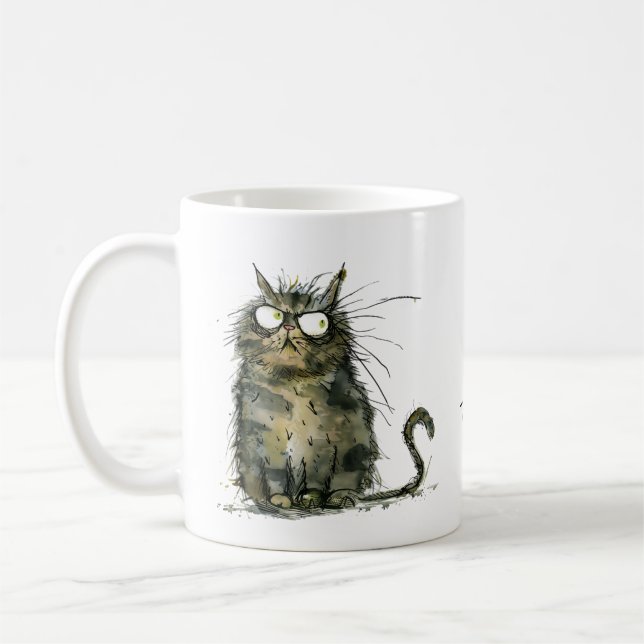 Caneca De Café Do. Not. Touch. Scruffy Cat Work Place Humor (Esquerda)