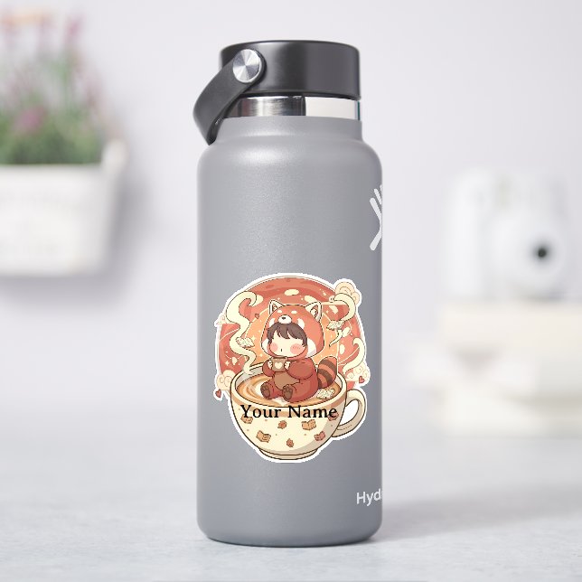 Caneca de Café do Panda Vermelho Kawaii Adesivo de (HidroFlask)