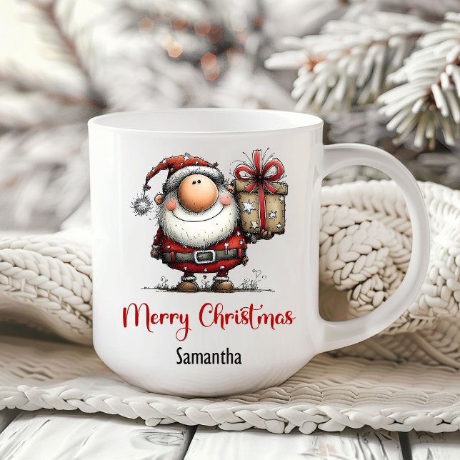 Caneca de Café do Papai Noel Desenho Animado Diver (Humorous Playful Santa Cartoon Coffee Mug)