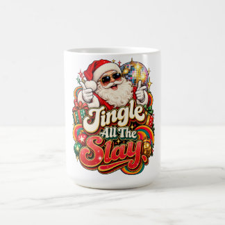 Caneca de Café do Papai Noel Disco Jingle All the