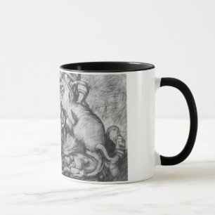caneca de café do pássaro do preto da era da pol