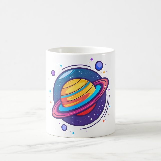 Caneca de Café do Planeta Saturno – Design Cósmico (Centro)