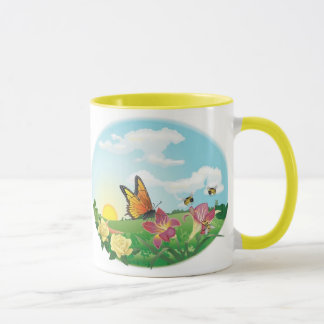 Caneca de café do prado da borboleta do KRW