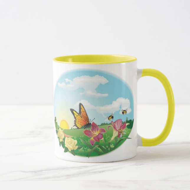 Caneca de café do prado da borboleta do KRW (Direita)