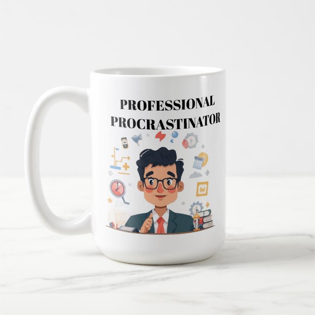 Caneca de Café do Procrastinador Profissional (Esquerda)