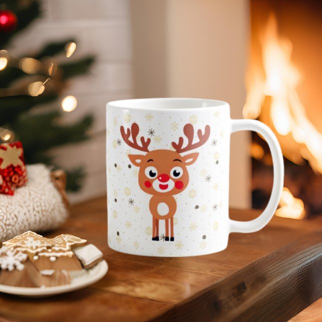 Caneca de Café do Rena de Nariz Vermelho Rudolph (Criador carregado)