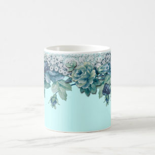 Caneca de café do rosa do azul do vintage do