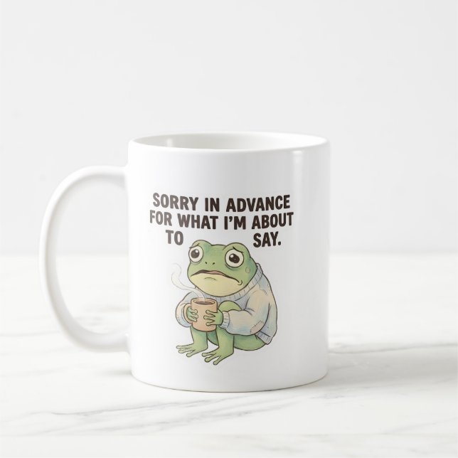 Caneca de Café do Sapo Desculpe com Antecedência (Esquerda)