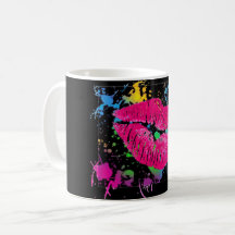 Caneca de café do Splatter da pintura dos lábios