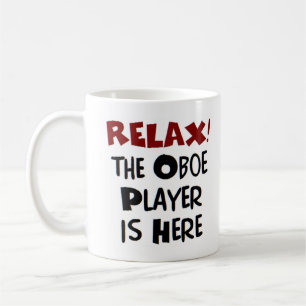 caneca de café do tocador de oboé está aqui