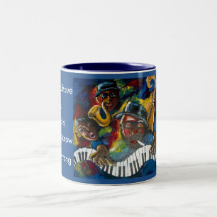 Caneca de café do trabalho de arte do jazz