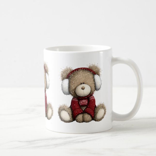Caneca de Café do Urso de Pelúcia de Inverno (Direita)