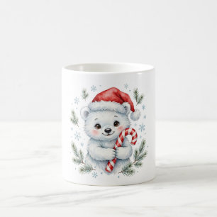 Caneca de Café do Urso Polar de Natal com Cana-de-