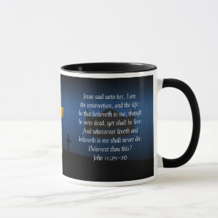 Caneca de café do verso da bíblia da ressurreiç