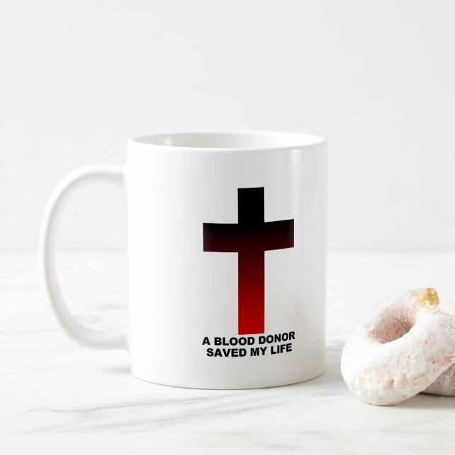 Caneca De Café Doador de Sangue Cristão Jesus Salvou Minha Vida (Com Donut)