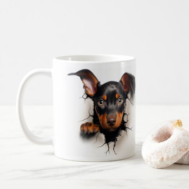 Caneca De Café Doberman   (Com Donut)