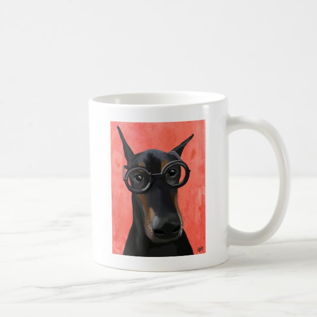 Caneca De Café Doberman Com Óculos (Direita)