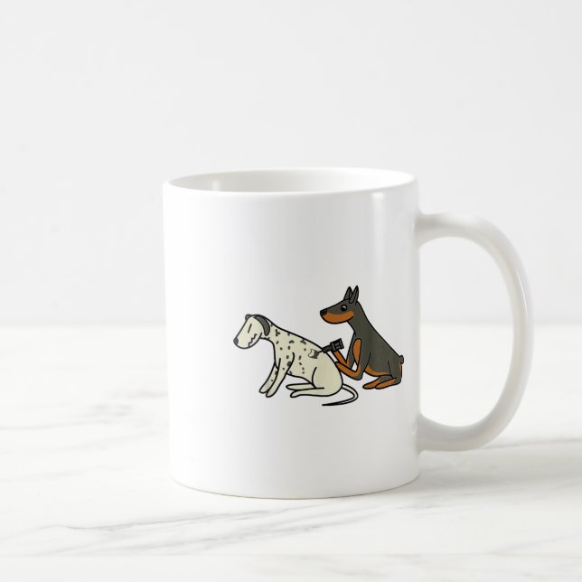 Caneca De Café Doberman, Moçável, Cujo Cão Dalmático Tatuando (Direita)