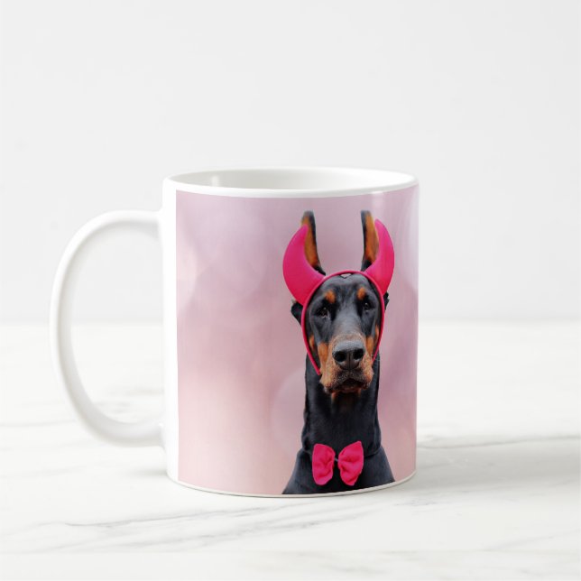 Caneca De Café Doberman no Diabo Costume (Esquerda)