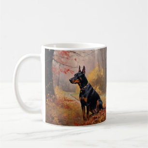 Caneca De Café Doberman no Outono Folhas Caem Inspiram