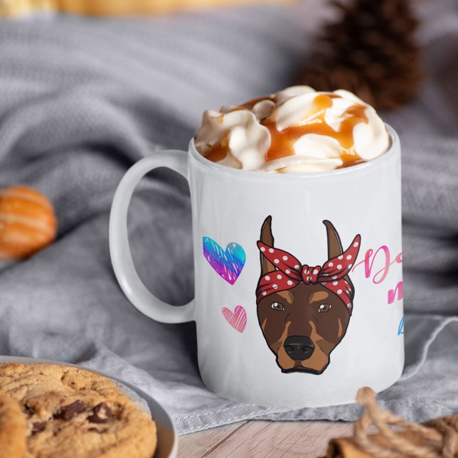 Caneca De Café Doberman Personalizado Mãe Cachorro De Dia de as m (Criador carregado)
