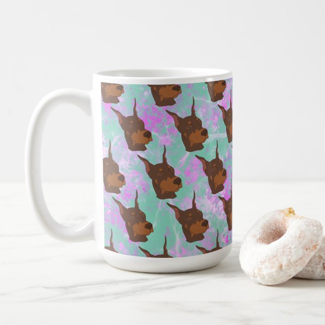 Caneca De Café Doberman Pinscher (Com Donut)