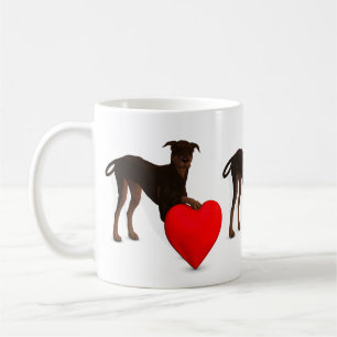Caneca De Café Doberman Pinscher com Coração