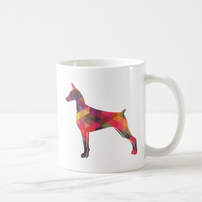Caneca De Café Doberman Pinscher Geométrico Patten Silhouette (Direita)