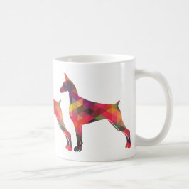 Caneca De Café Doberman Pinscher Geométrico Patten Silhouette