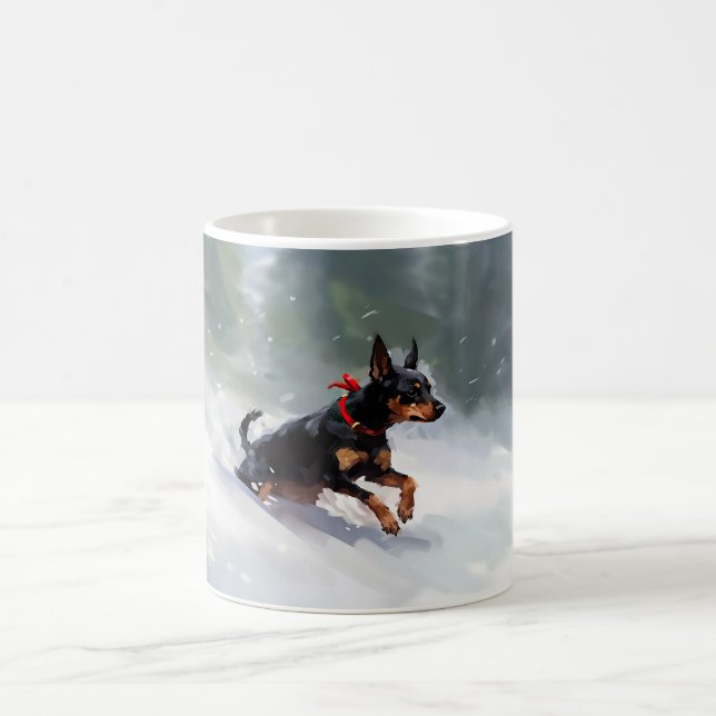 Caneca De Café Doberman Pinscher Natal neve inverno (Centro)