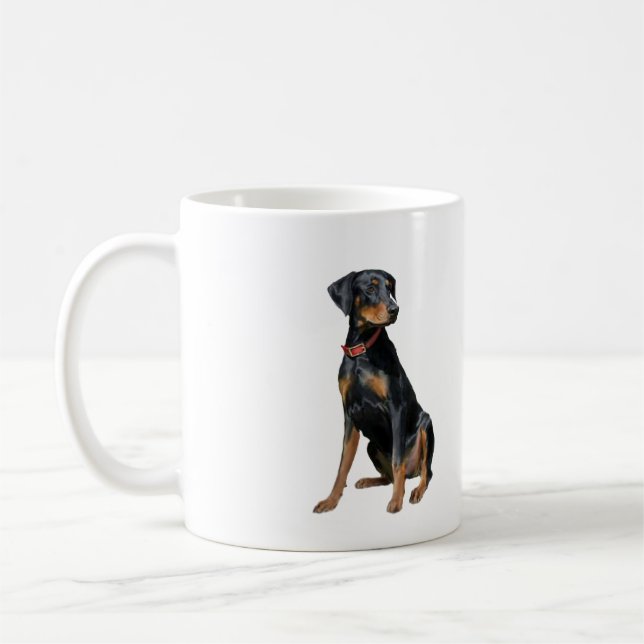 Caneca De Café Doberman Pinscher (natural) (Esquerda)