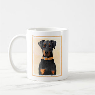 Caneca De Café Doberman Pinscher Pintura Original Descortada