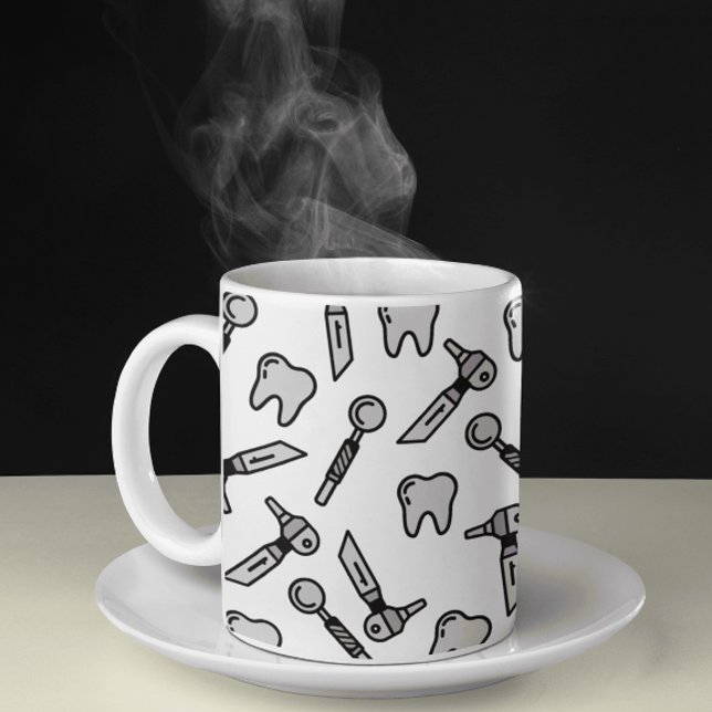 Caneca De Café Dobra | Dental Tools & Teeth Classic Mug (Criador carregado)